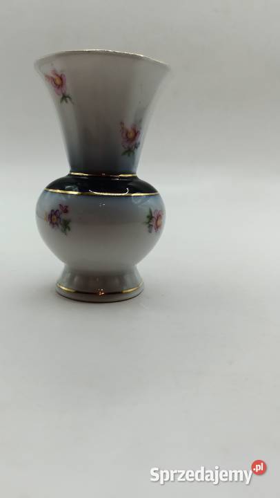 Wazon miniaturowy kobalt i złocenia Porcelana i szkło Zamość
