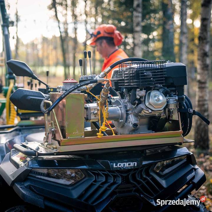 Przyczepa leśna do ATV z żurawiem 36 m silnikiem Kutno