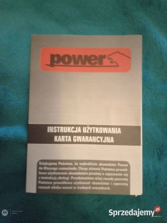 Sprzedam instrukcję użytkowania akumulatora Bukowno