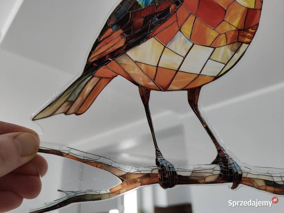 Nowy witraż witrażyk dekoracja okienna ptak Płock