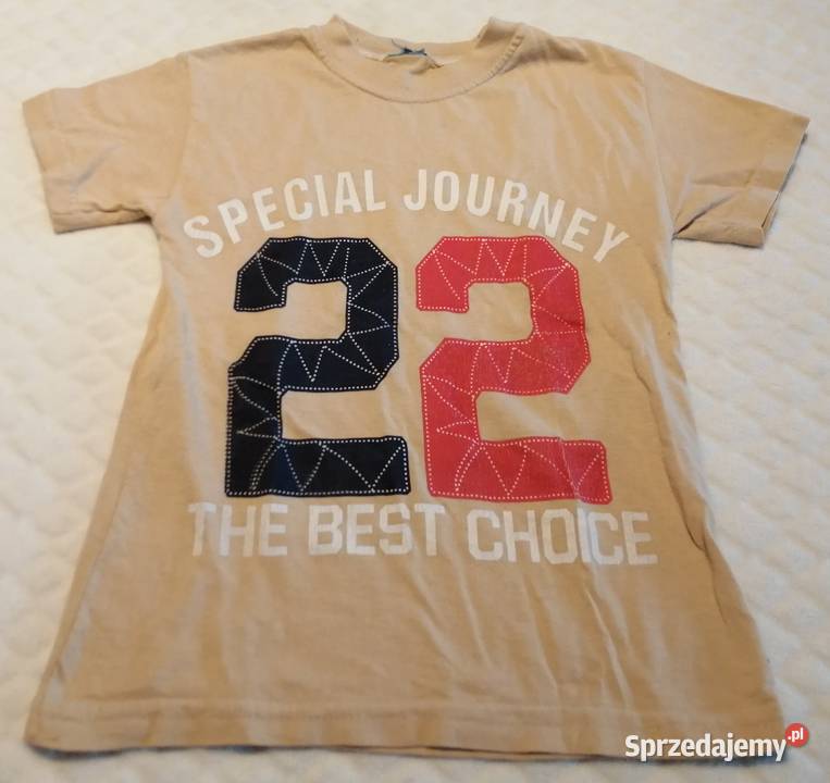 Koszulka krótki rękaw beżowa liczba 22 116 Bluzki, koszulki i kaftaniki Czeladź