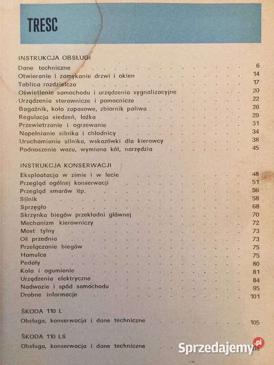 Skoda 100100L 110L110LS instrukcja obsługi i mazowieckie Warszawa
