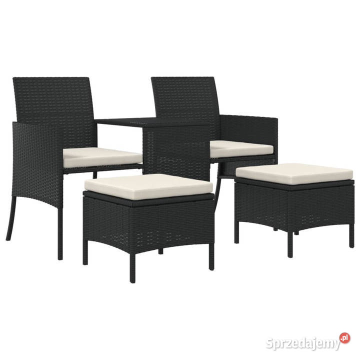 2os sofa ogrodowa ze stolikiem i stołkami czarna