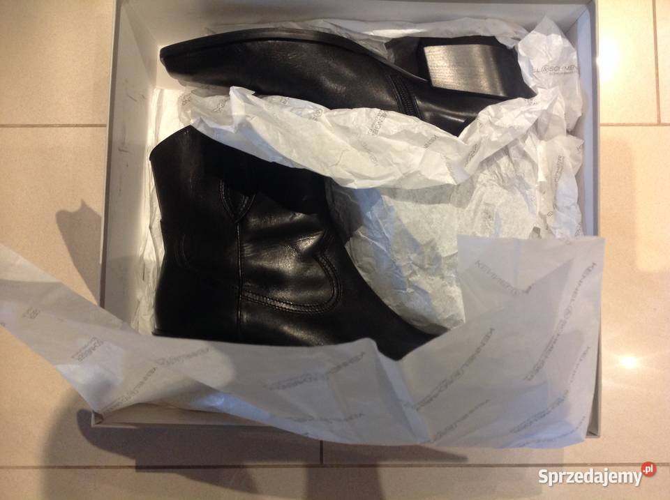 Kowbojki Krótkie Skórzane Buty Damskie KENNEL Nowa Sól