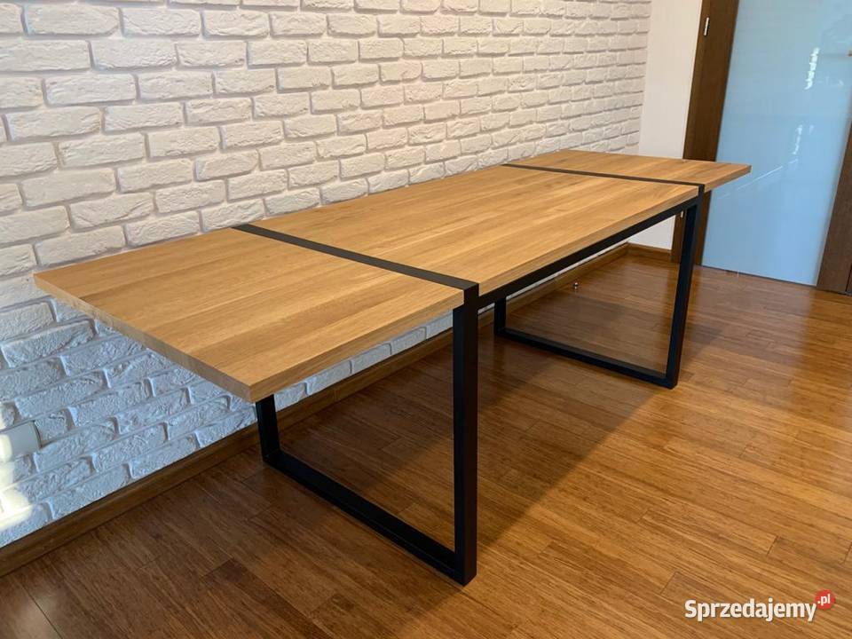 Stół z drewnianym blatem i dostawkami w stylu Końskie sprzedam