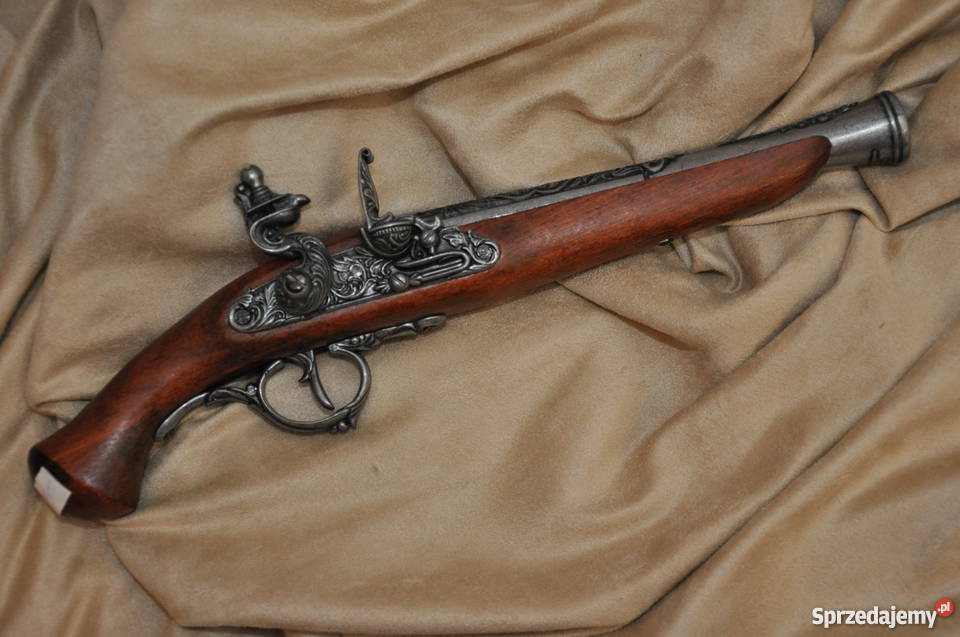 Replika broni niemiecki pistolet skałkowy XVIIw Środa Wielkopolska