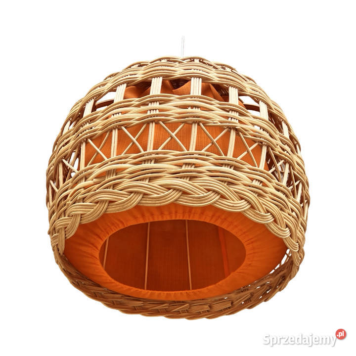 Lampa sufitowa z wiklinowym kloszem Polska lata Lampy Warszawa