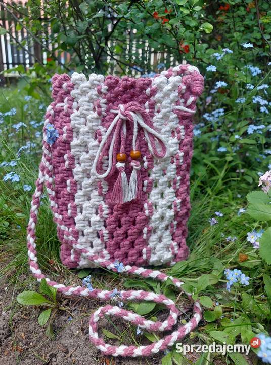 Torebka handmade ze sznurka bawełnianego 22cm Białystok