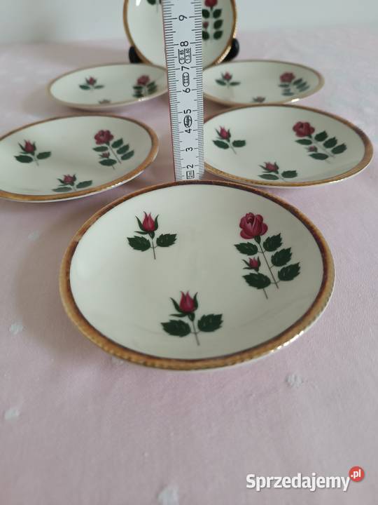 Małe talerzyki z różą porcelana Winterling Gorlice