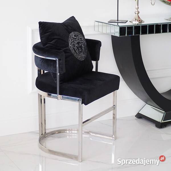 Krzesło glamour czarne półokrągłe na stalowych sprzedam