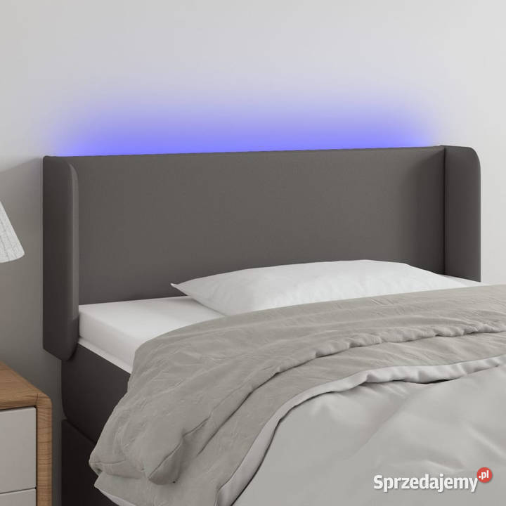 Zagłówek do łóżka z LED szary 93x16x7888