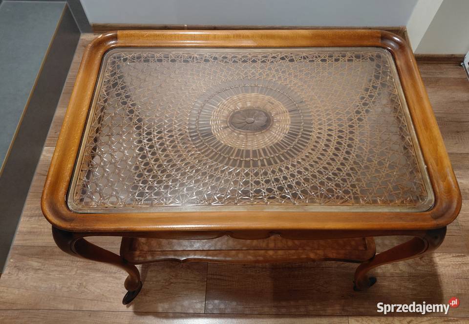 STOLIK BAREK W STYLU CHIPPENDALE blat rafia 234 Byczyna