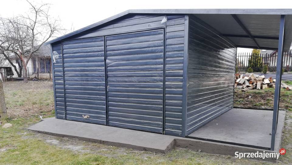 Garaż Blaszany GRAFITOWY zadaszenie TANIE Garaże