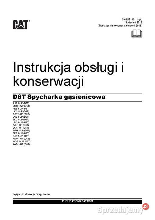 CATERPILLAR D6T spycharka DTR instrukcja obsługi Kraków