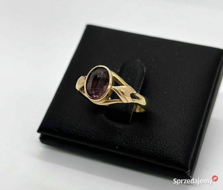 Złoty Pierścionek Brązowy Kamień pr 585 364g złoto Elbląg
