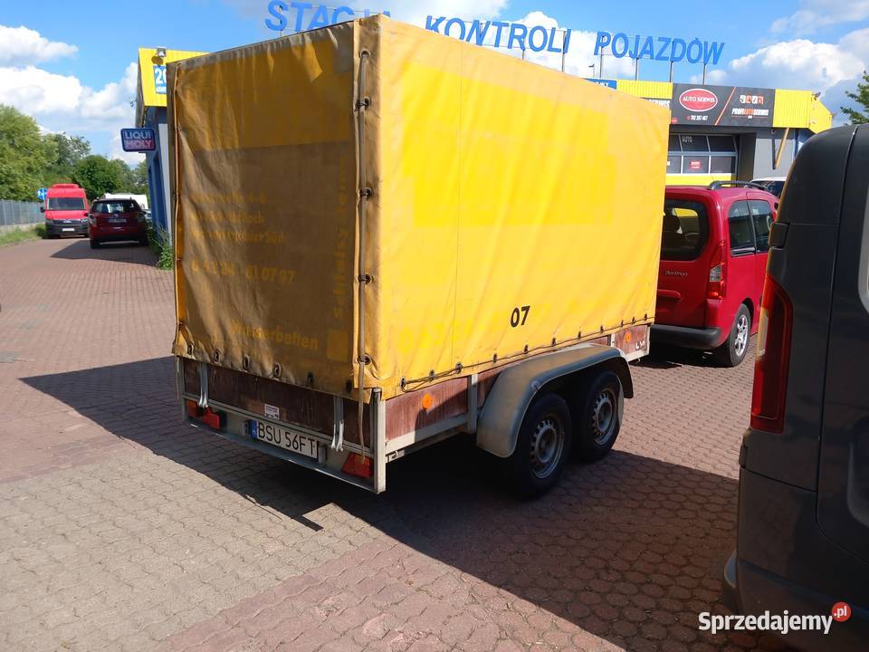 Przyczepa dwu osiowa niemiecka 3x15m 2t DMC burtowe