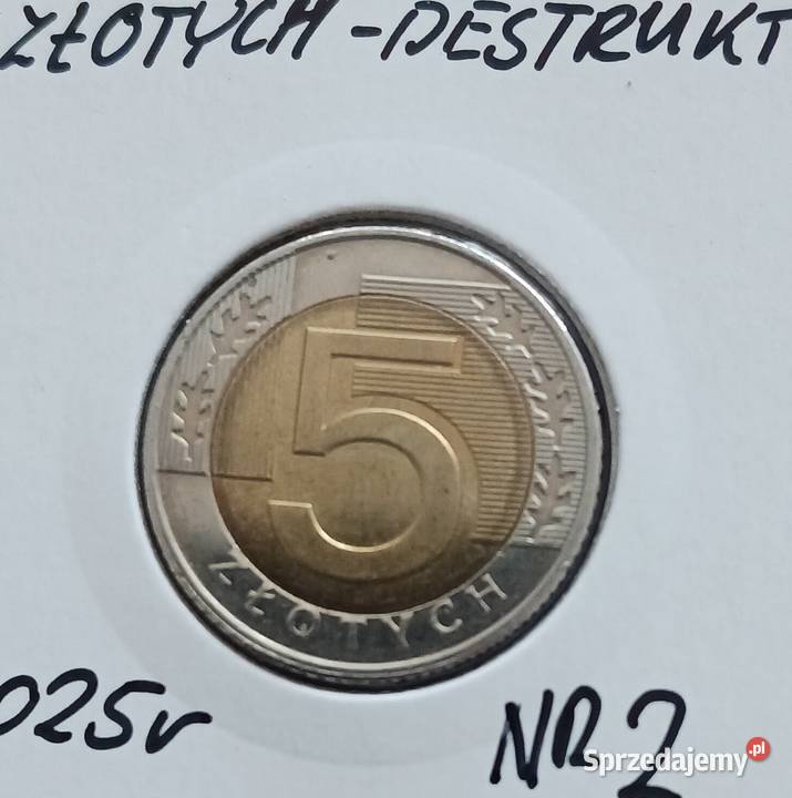 5 Złotych 2025 r 2 Błąd mennicy Konin