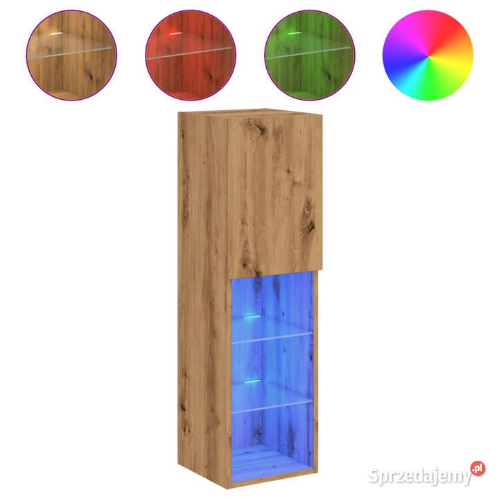Szafki TV z LED 2 dąb artisian 305x30x102 Warszawa