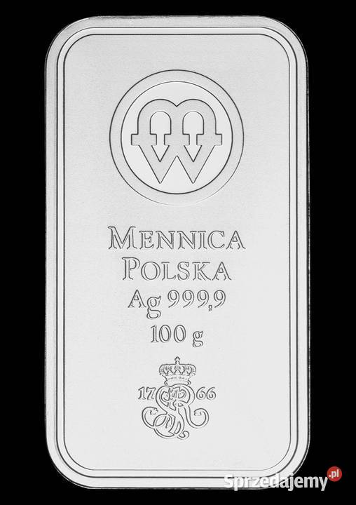 Sztabka srebra 100g Mennica Polska Ag 9999 Prałkowce