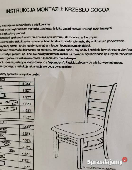 Nowe drewniane krzesło do jadalni tapicerowane Kajetany