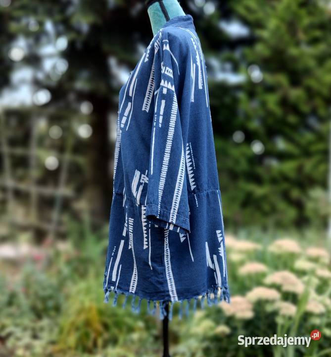 Niebieska granatowa narzutka PullBear boho Szczecin