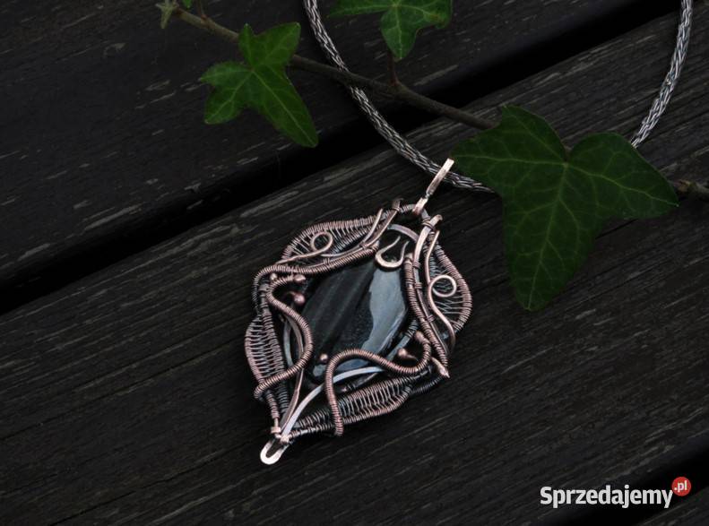 Miedziany wisiorek sokole oko rękodzieło Naszyjniki małopolskie Wieliczka