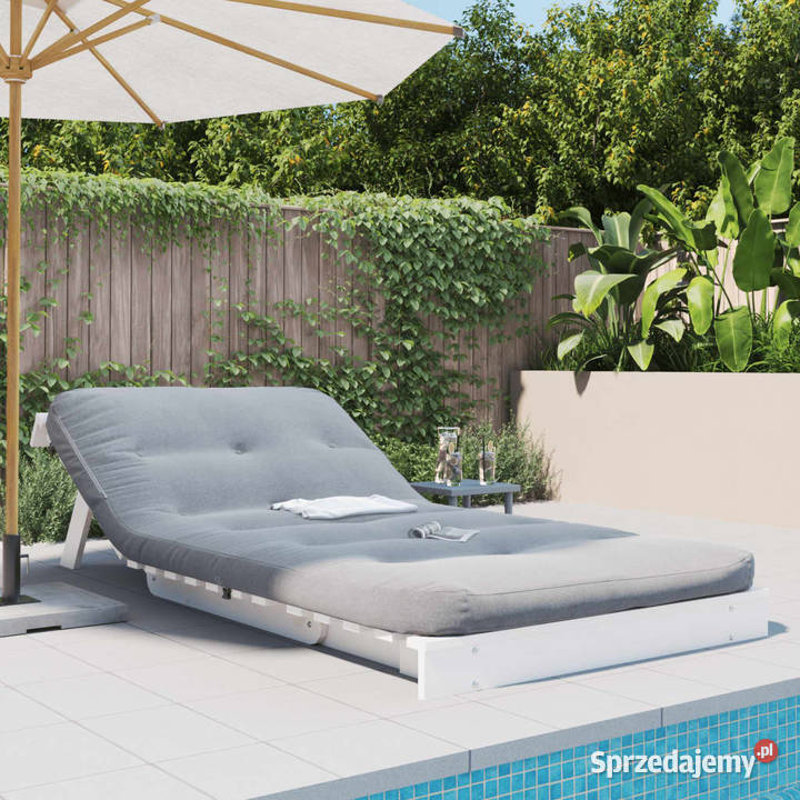 Sofa rozkładana futon z materacem biała Pozostałe