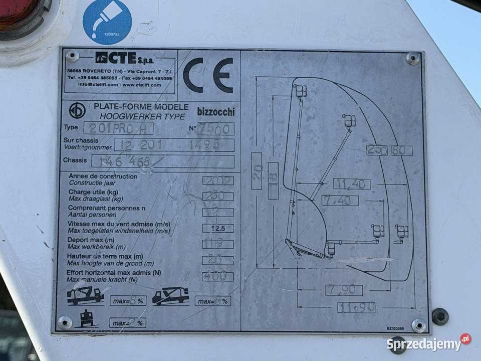 Nissan Cabstar Podnośnik Koszowy 20m CTE 201 PRO nieuszkodzony Widełki sprzedam