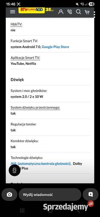 Sprzedam telewizor pomorskie Chojnice