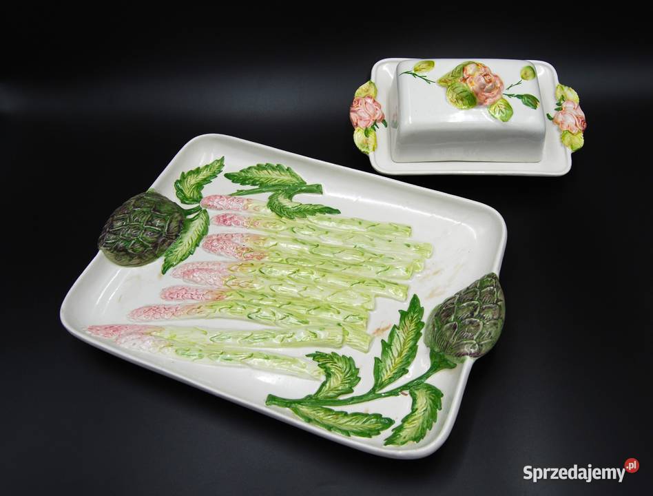 Piękny ceramiczny zestaw taca maselnica Poznań