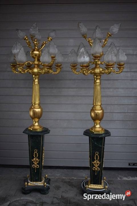 2 x Ogromne Stojące Lampy 12 Kloszy Brąz Złocony Kraków