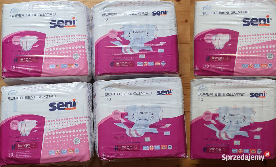 60 Super Seni Quatro Pieluchy Dorosłych L 3 Wrocław sprzedam