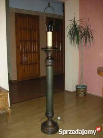 Piękna stara dębowoskórzna lampa Antyki Białystok