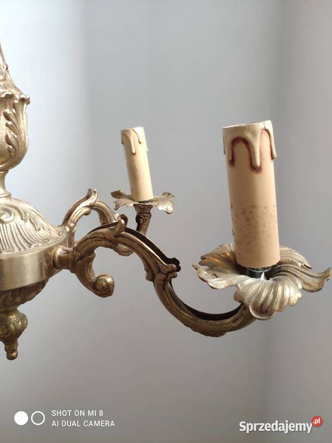 stary mosiężny brązowy francuski żyrandol Antyki, Sztuka, Kolekcje Kraków