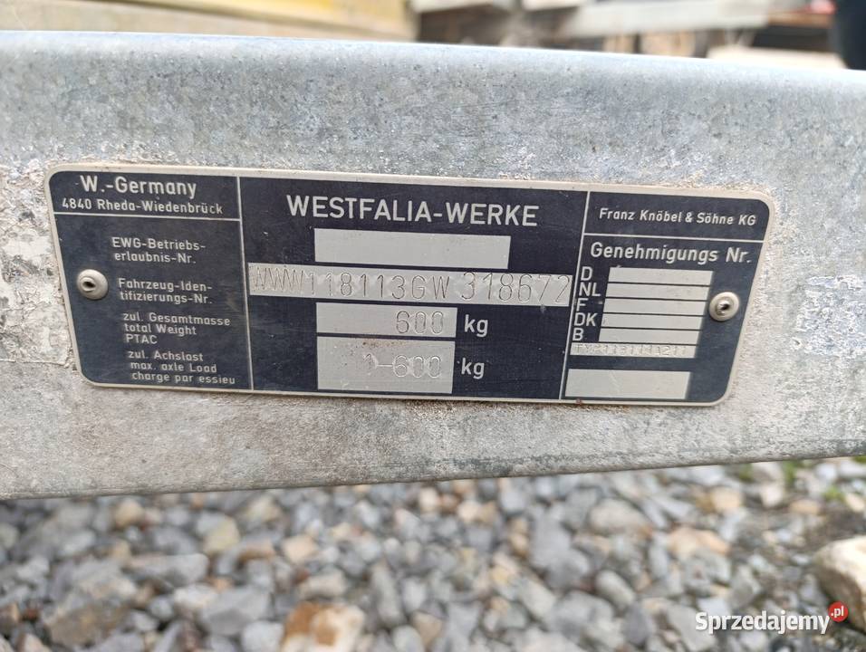 Westfalia Burtowe i plandeki Przyczepy sprzedam
