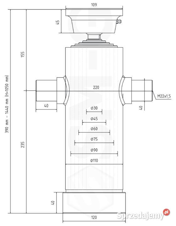 SIŁOWNIK HYDRAULICZNY WYWROTU PRZYCZEPY ST5 1050 Solec Kujawski sprzedam