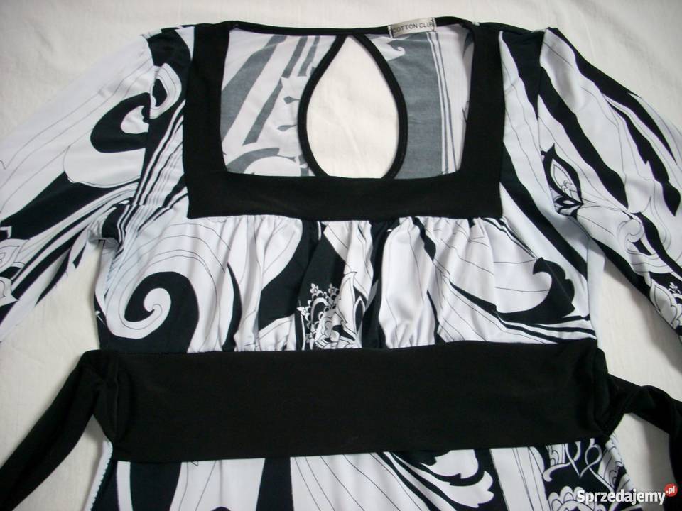 Cotton Club Bluzka wiązana Czarno Biała 36 Nowy Sącz