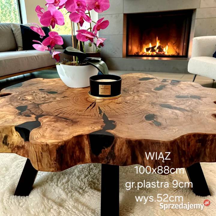 Stolik kawowy PIĘKNY OKAZ LIVE EDGE LOFT plaster Stoliki kawowe i ławy Śrem