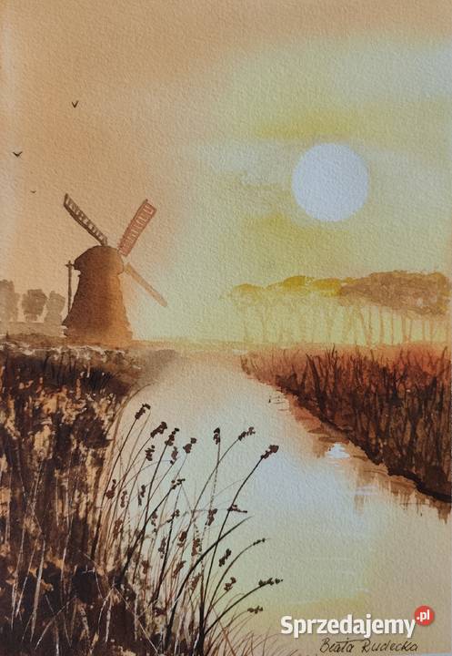 Akwarela Akwarelka Obraz pt W Krainie Wiatru Warszawa sprzedam