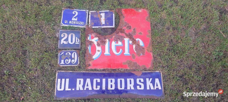 Stare tablice emaliowane ulic zestaw śląskie Kuźnia Raciborska