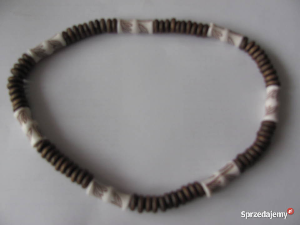 Naszyjnik Koralikowy Mężczyzn BiałoBrązowy