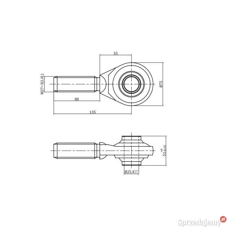 Łącznik centralny kat 2 27x3 długość rury 180 mm Kamionna