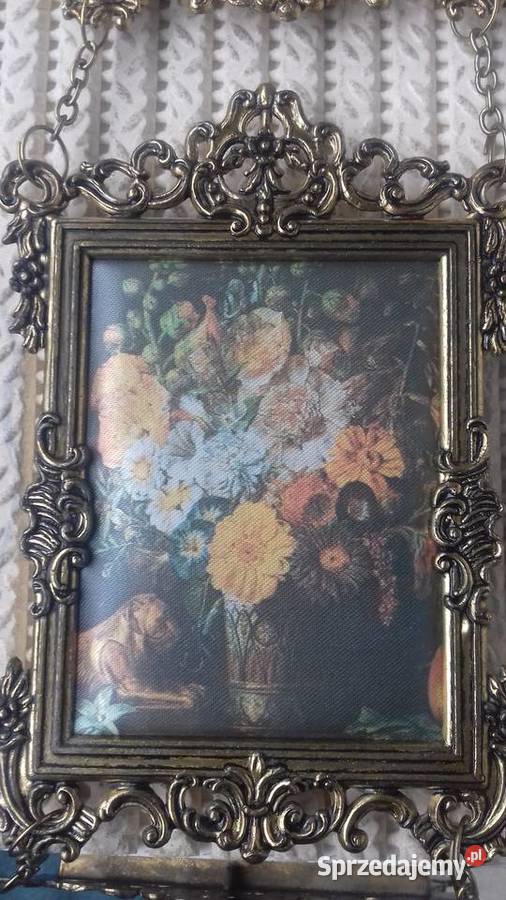 Piękne potrójne obrazki w mosiężnych ramkach mazowieckie Warszawa