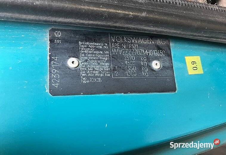 Volkswagen Transporter sprzedaż syndyka 78KM Częstochowa