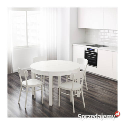 Biały okrągły stół IKEA BJURSTA 115 rozkładany Dom i Ogród wielkopolskie Kalisz