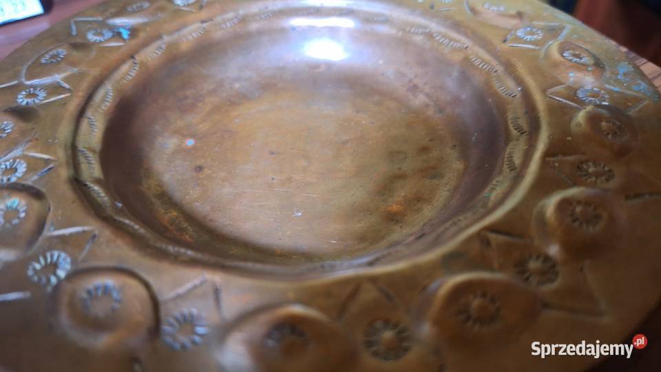 Stary spodek miseczka miedziana patera vintage