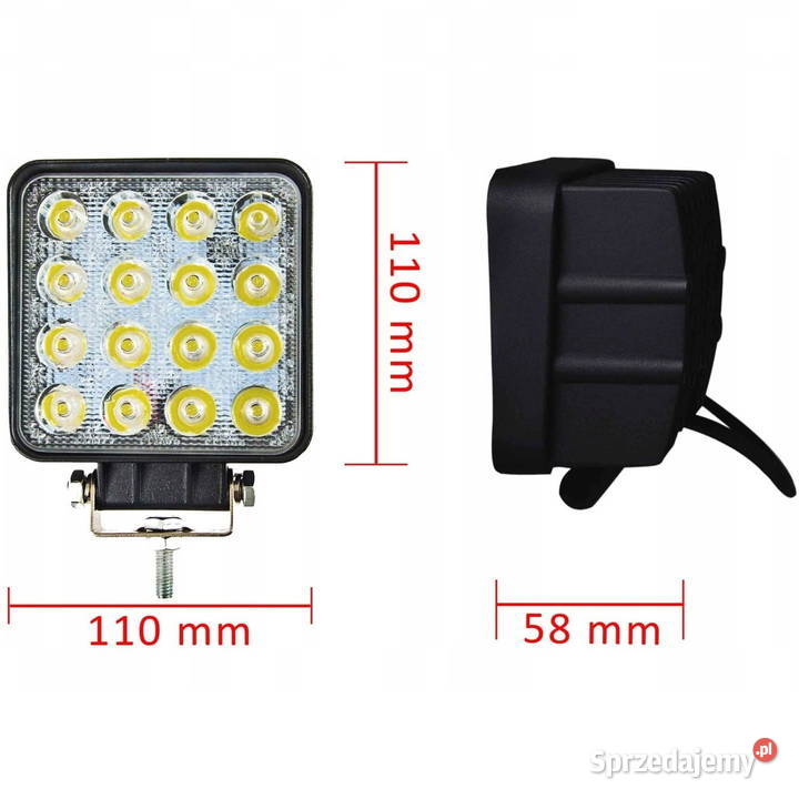 Lampa Robocza Halogen LED 48W 16 Diod 12V JEEP Uniwersalne Nowy Kurzeszyn