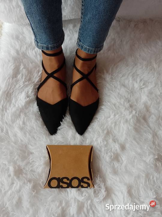 40 ASOS Design Czarne zmysłowe Baleriny z 26cm Damskie Kraków