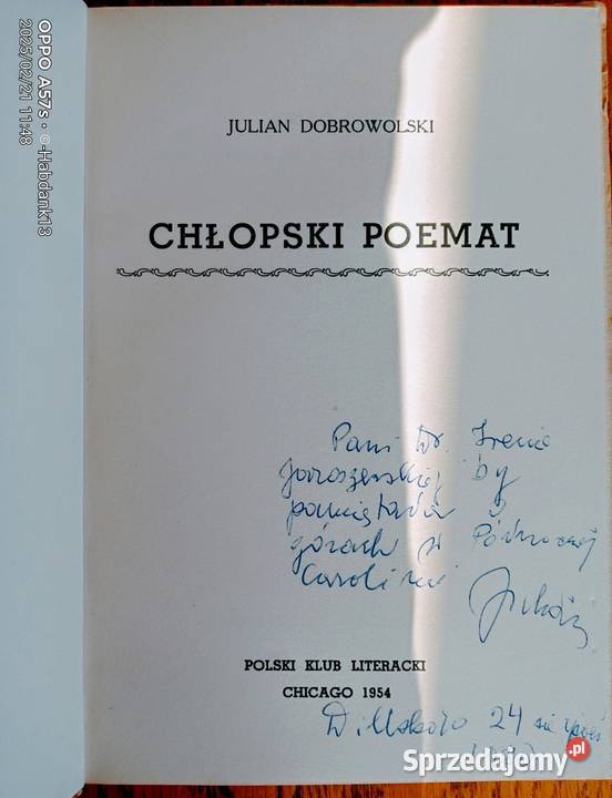 Emigracja Tomik poezji Autograf Antykwariat Bychawka Trzecia sprzedam