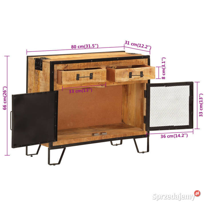 Szafka 80x31x66 lite surowe drewno mango i metal Warszawa